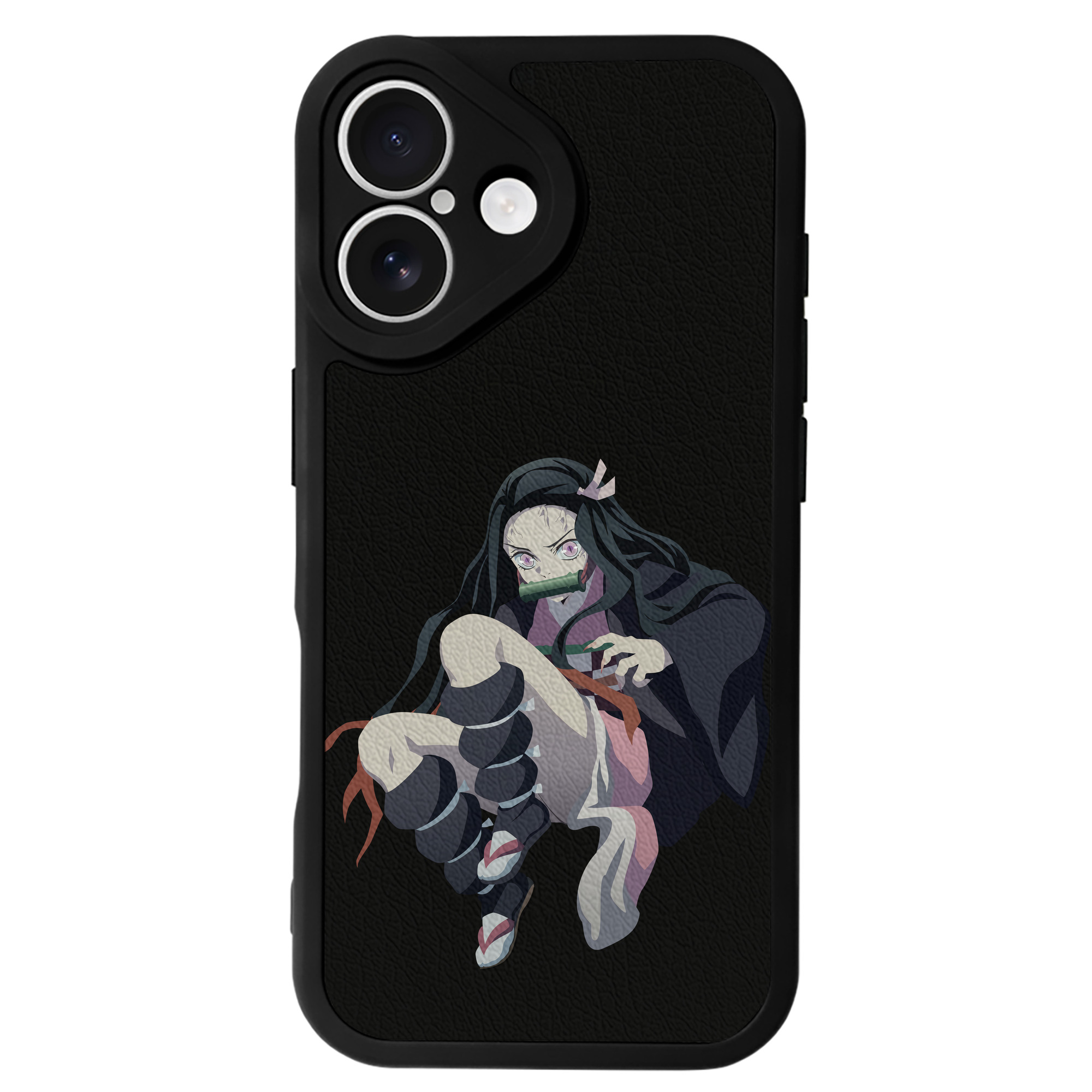 （画像用） 鬼滅の刃（きめつのやいば）竈門 禰󠄀豆子／かまど ねずこ Kamado Nezuko 【iPhone 16シリーズ対応】シリコンスマホケース（レザー調） 材質：シリコン